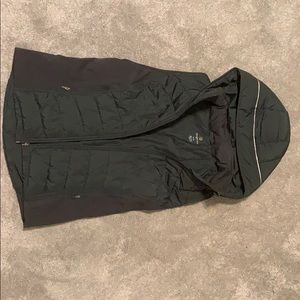 Green Puffer Vest, Tangerine, size med, like new